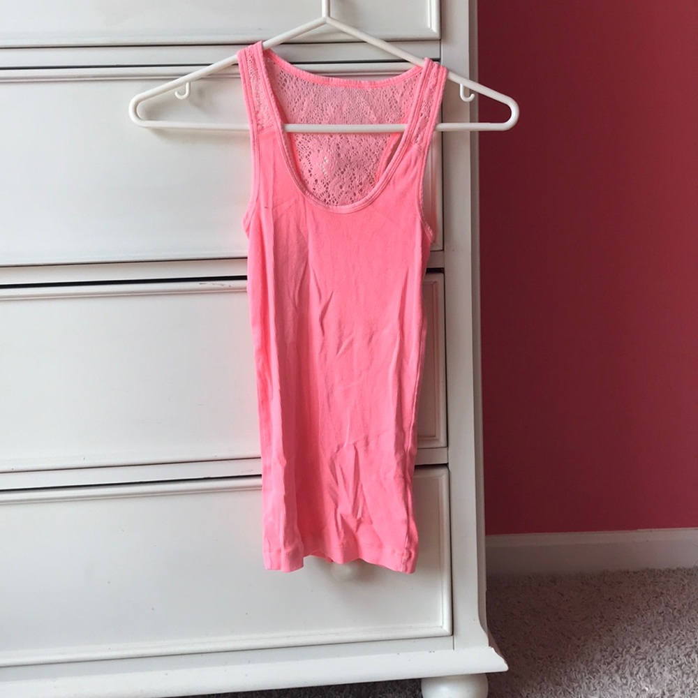 SO Neon Pink lace tank top